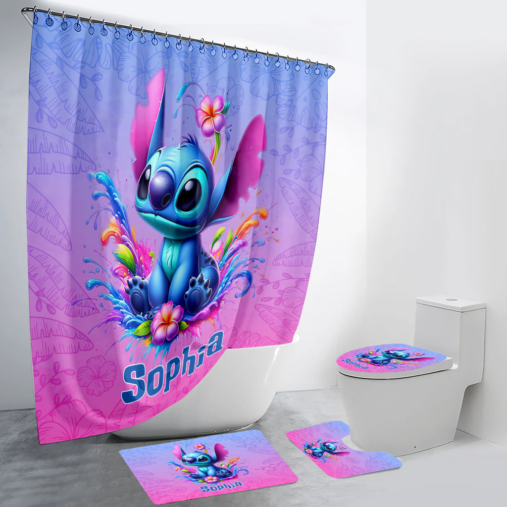 Personalized Ohana Bathroom Curtain & Mats Set Unique Gift for Kids