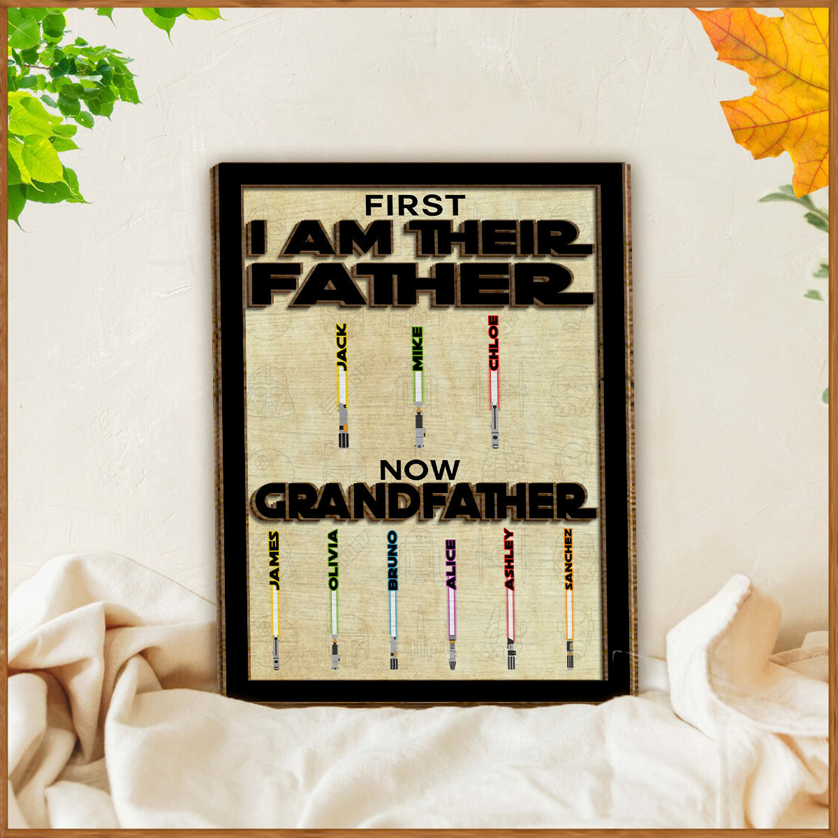 Personalized 2 Layered Wood Sign for Grandfather with Custom Names