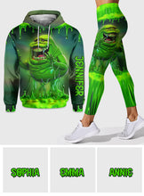 Load image into Gallery viewer, Personalized Green Ghost Hoodie and Leggings Set for Kids and Adults
