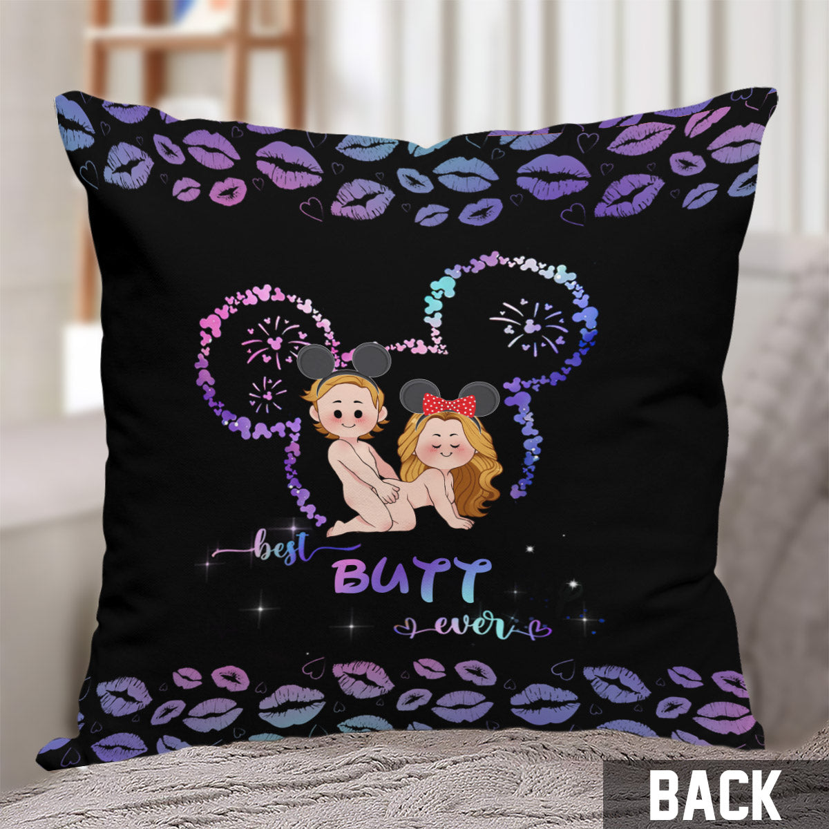 Personalized Best Butt Ever Mouse Ears Throw Pillow for Couples