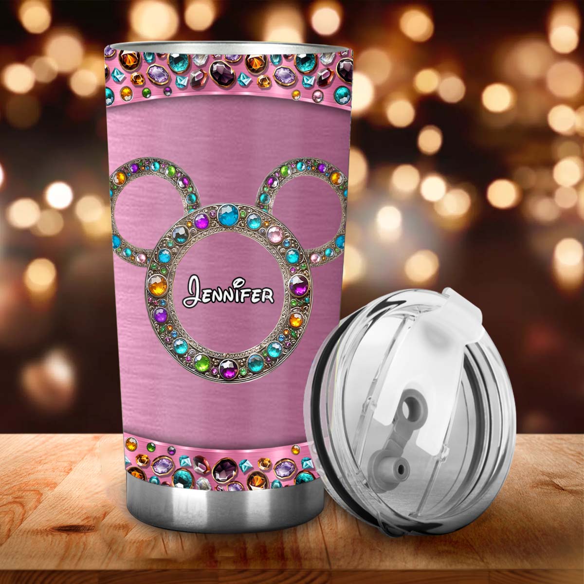 Personalized Pink Mouse Tumbler Custom Name Drinkware for Mom