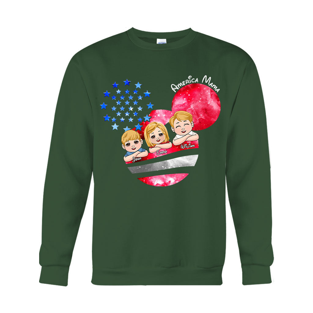 Personalized America Mama T-Shirt & Hoodie Custom Family Gift