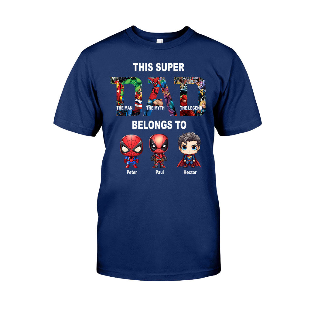 Personalized Super Dad T-shirt Custom Names Gift for Father's Day