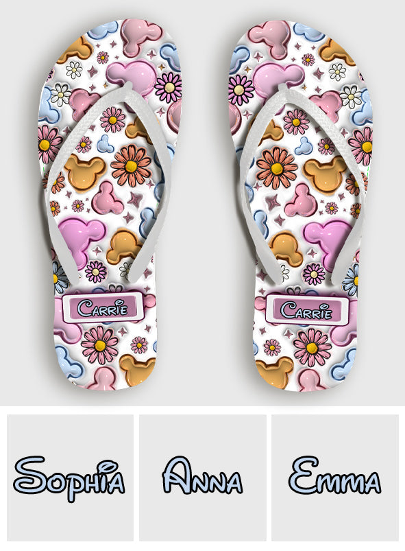 Personalized Floral Flip Flops Custom Name Gift for Mom