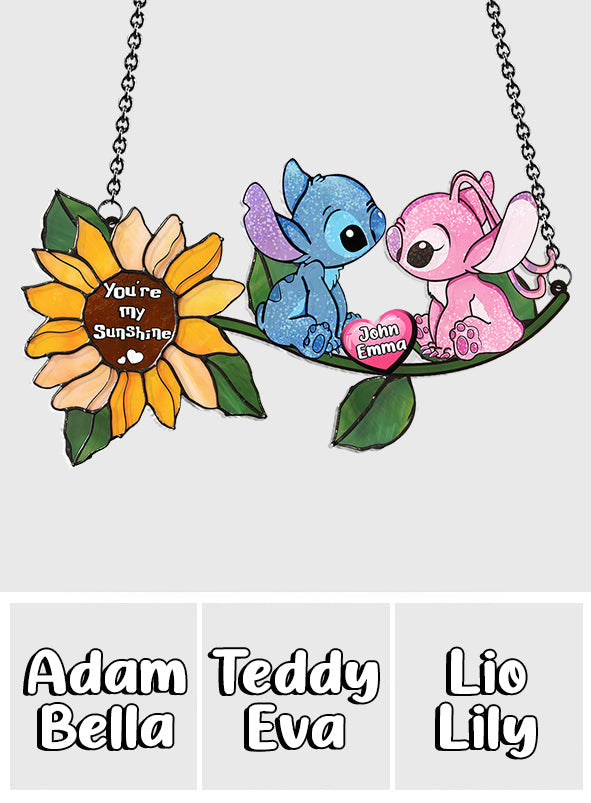 Personalized Sunflower Suncatcher Ornament Custom Names Gift for Anniversaries
