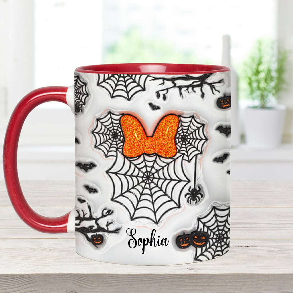 Personalized Halloween Accent Mug with Spider Webs & Name