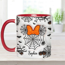 Load image into Gallery viewer, Personalized Halloween Accent Mug with Spider Webs &amp; Name
