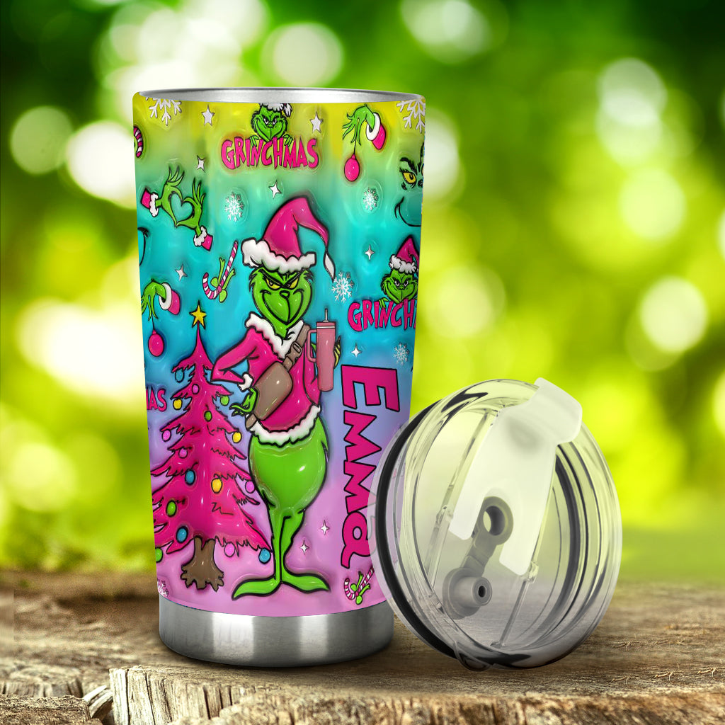 Personalized Grinch Christmas Tumbler Custom Name Gift