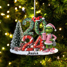 Load image into Gallery viewer, Personalized Grinch Christmas Ornament Custom Shaped Gift 2024
