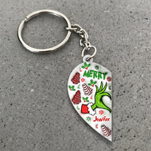 Load image into Gallery viewer, Personalized Christmas Couple Matching Keychain Custom Name Gift

