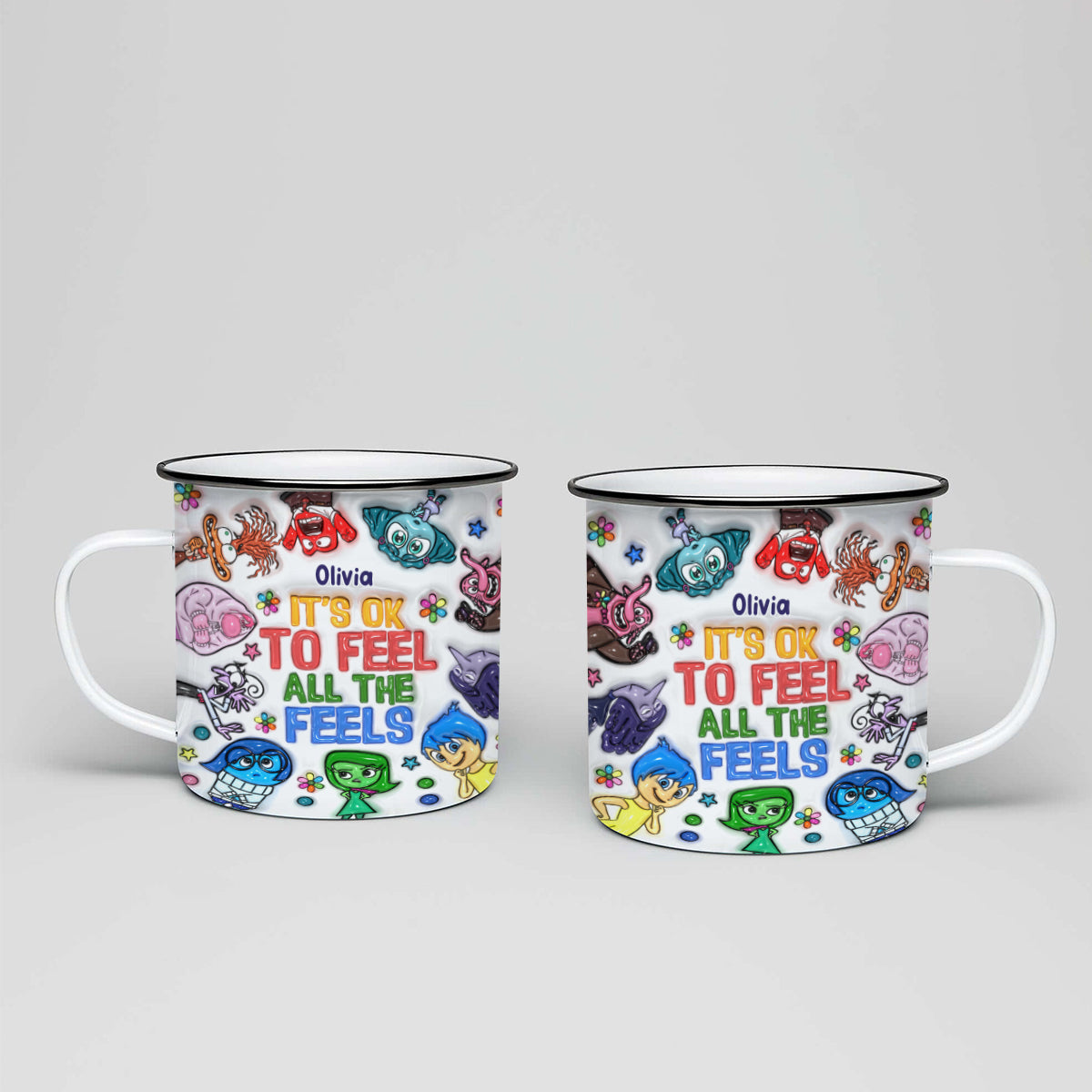 Personalized Enamel Mug 'It's OK To Feel All The Feels' Custom Gift for Teachers, Graduation, Back to School