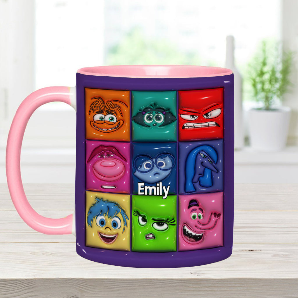 Personalized Accent Mug with Emotion Faces Custom Name Gift