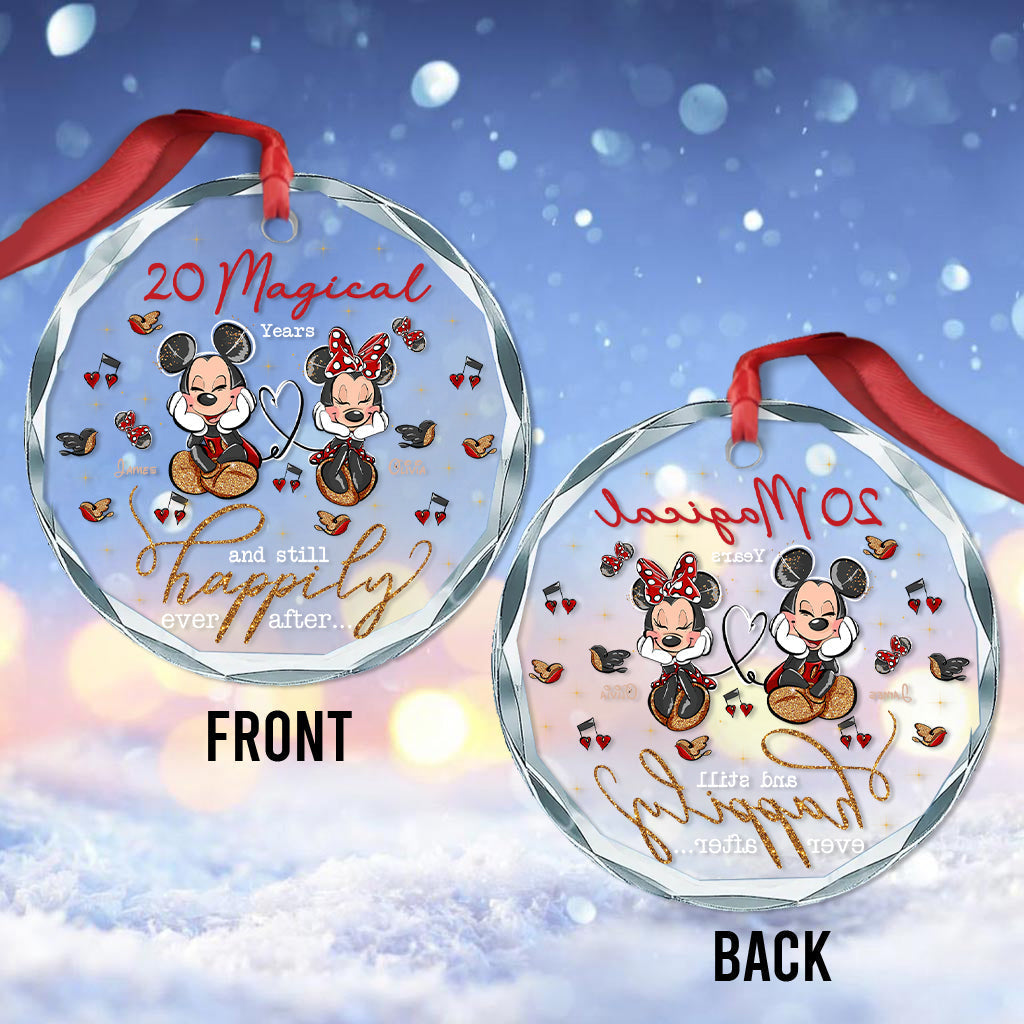 Personalized Round Glass Ornament Custom Love Gift for Couples