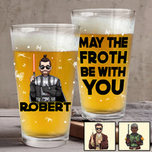 Load image into Gallery viewer, Personalized Beer Glass with Star Wars Theme Custom Name Gift for Dad
