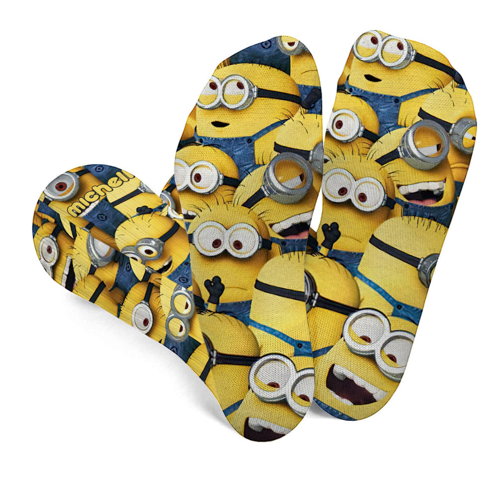 Personalized Cute Monster Socks Custom Name Gift for Kids