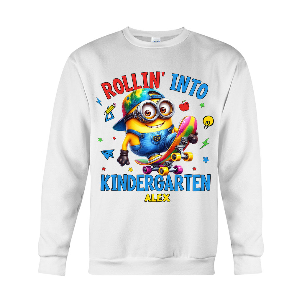 Personalized Kids T-Shirt Rollin Into Kindergarten Custom Name