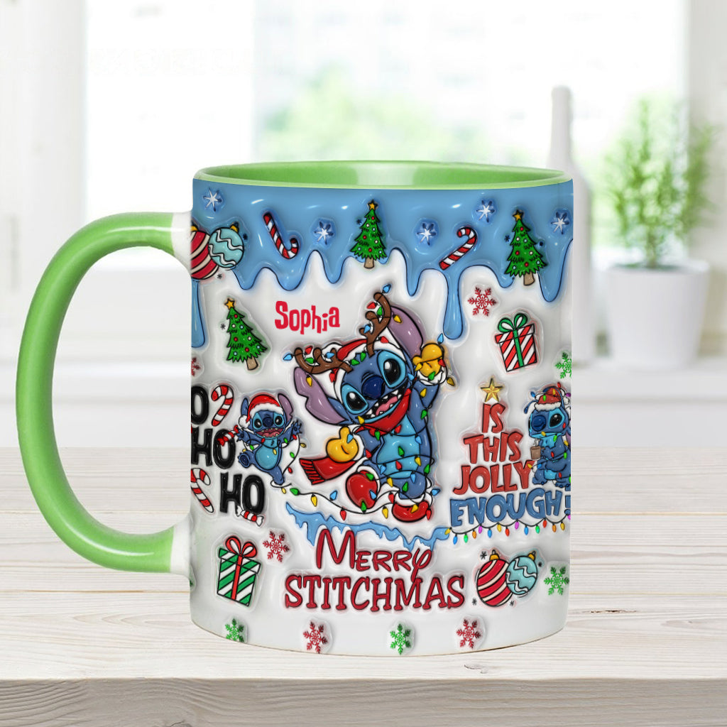 Personalized Merry Stitchmas Accent Mug Custom Name Gift