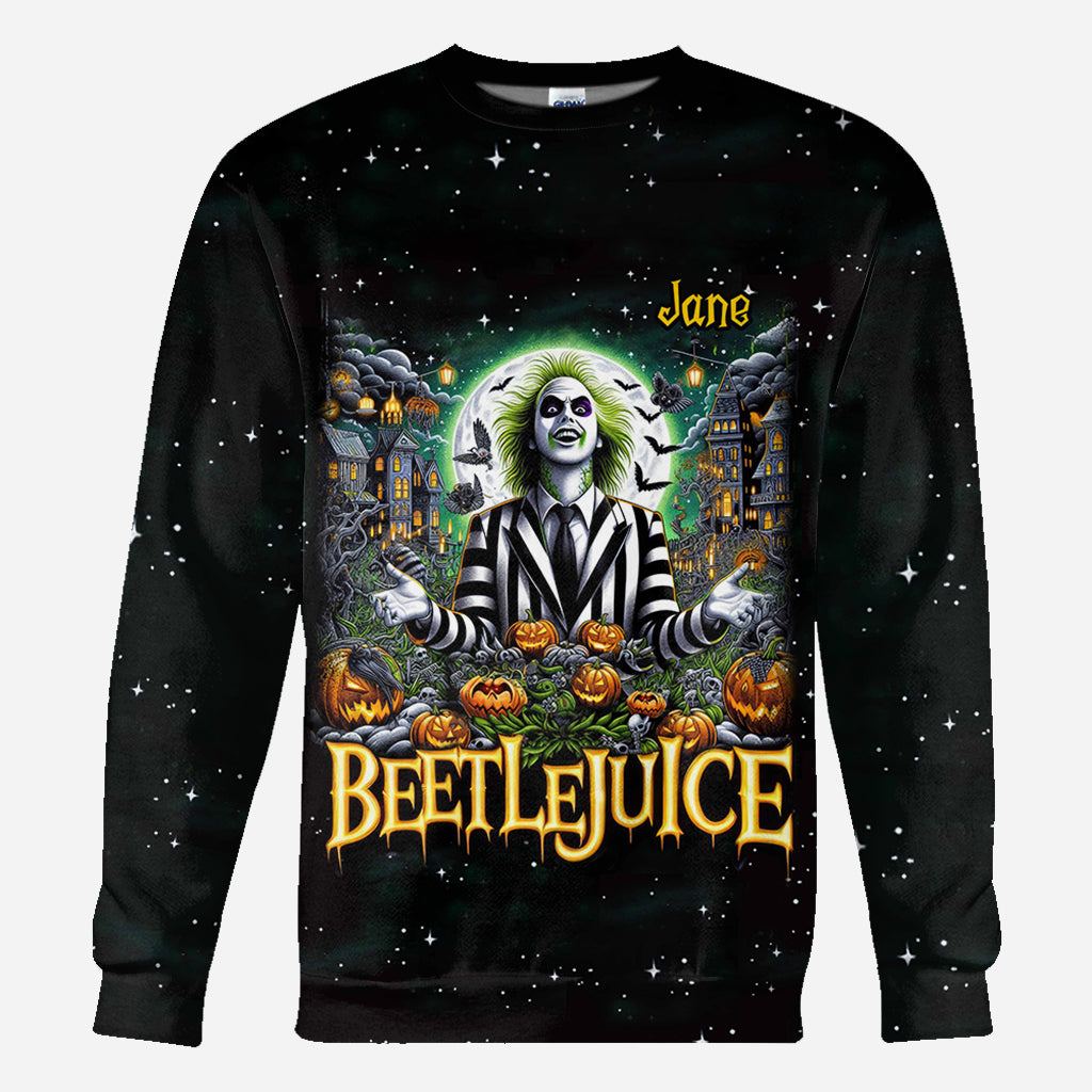 Personalized Beetlejuice All Over Shirt Custom Name Halloween Gift