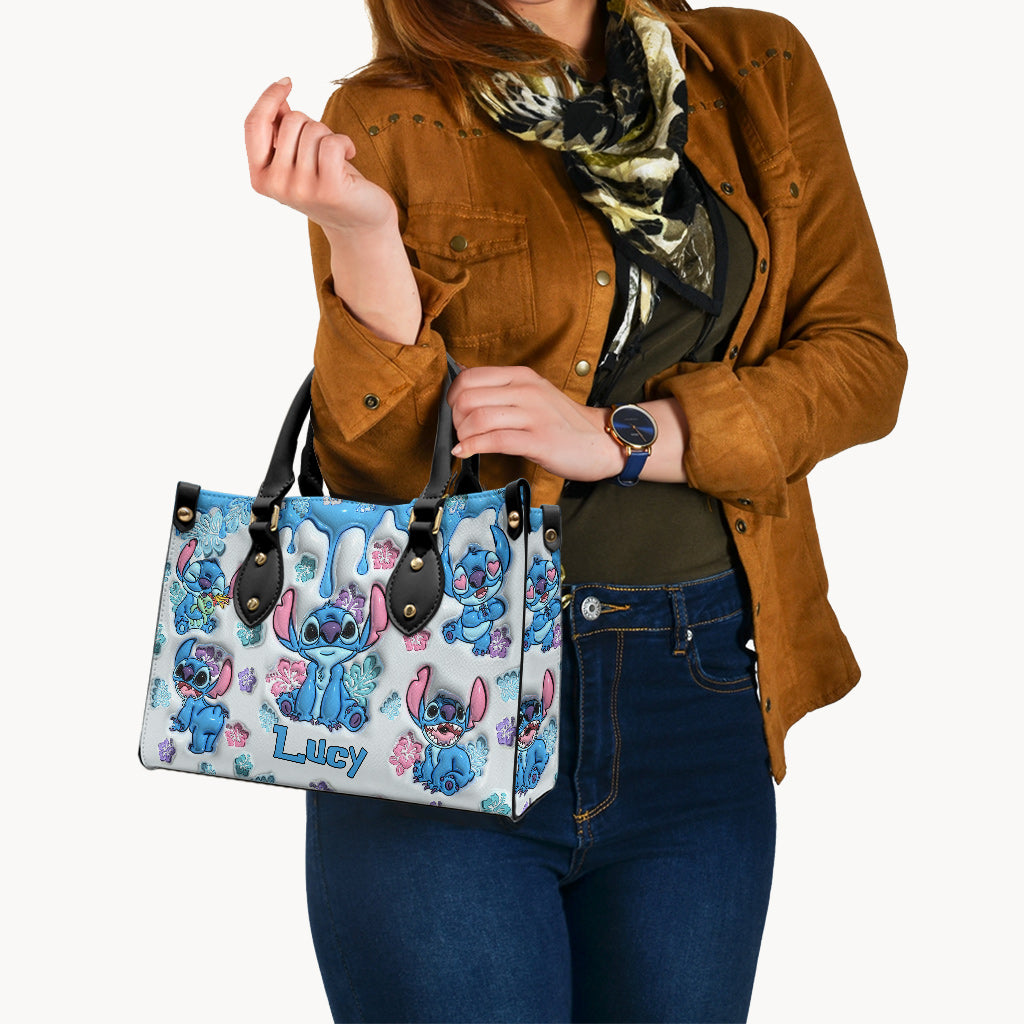 Personalized Ohana Leather Handbag Gift for Her - Floral Design