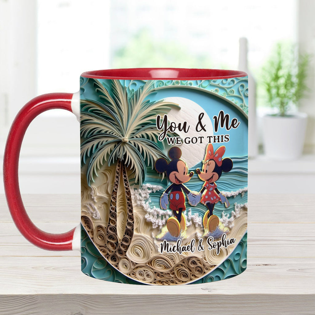 Personalized Couple Beach Scene Accent Mug Custom Names Gift
