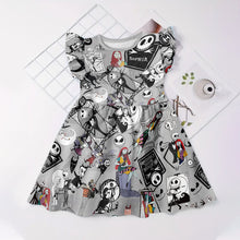 Load image into Gallery viewer, Personalized Nightmare Kids Ruffle Sleeve Dress for Halloween
