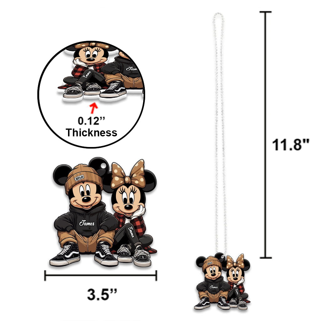 Personalized Chicano Mouse Couple Car Ornament Gift for Christmas