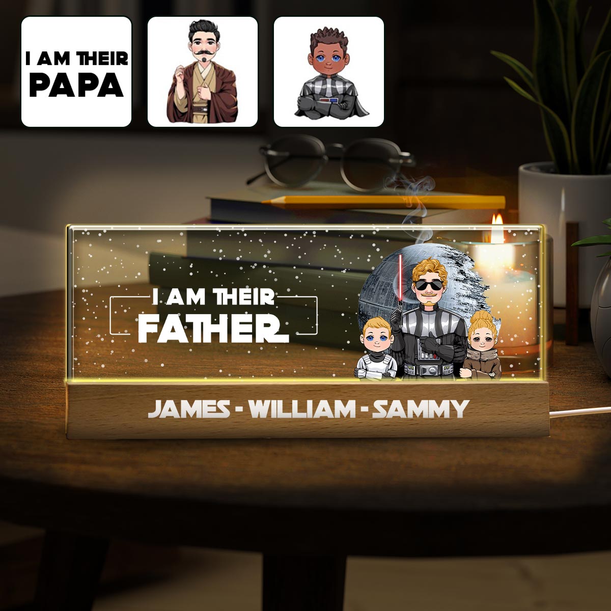 Personalized LED Night Light Custom Name Gift for Dad