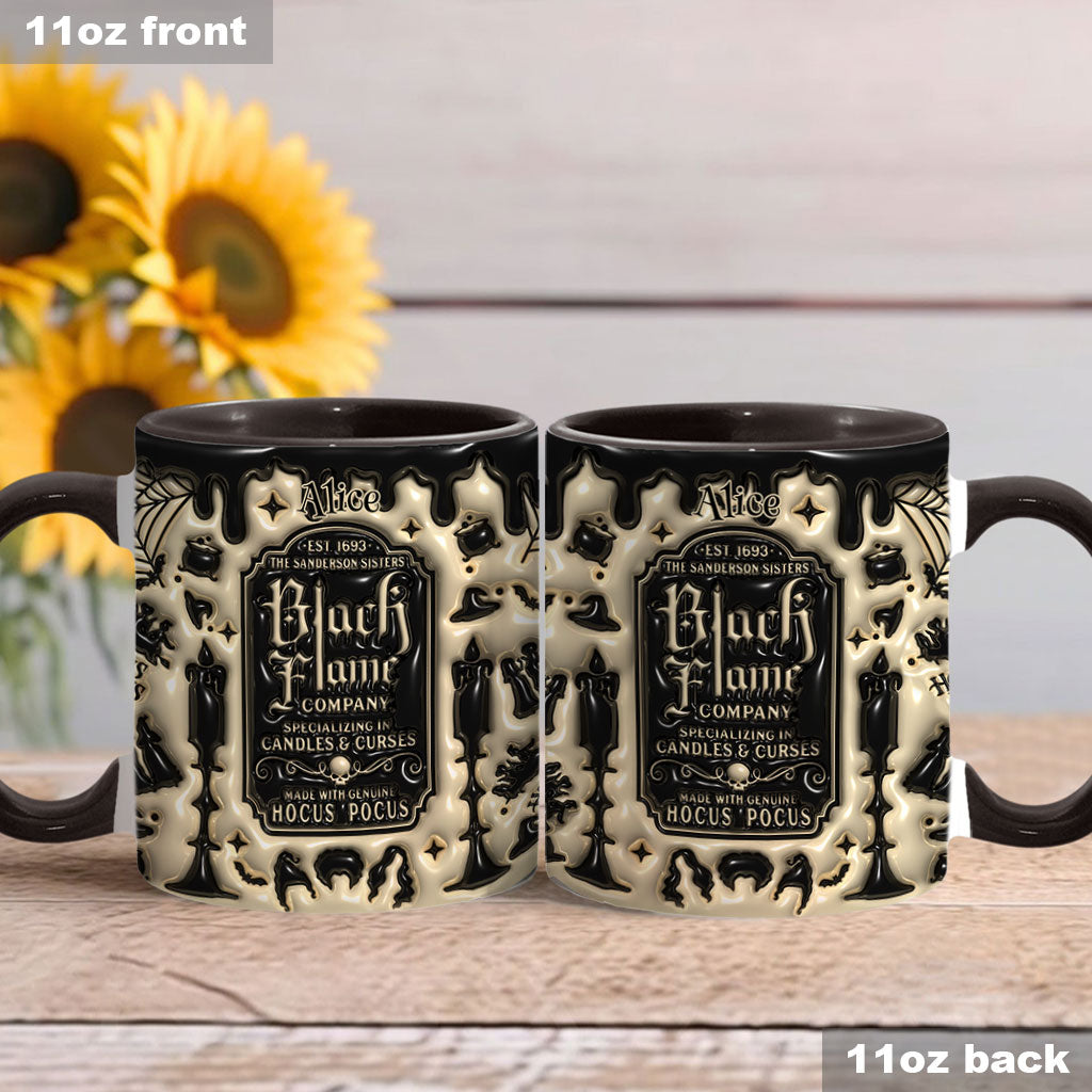 Personalized Black Flame Company Accent Mug Custom Name Halloween Gift