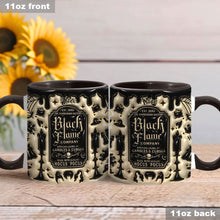Load image into Gallery viewer, Personalized Black Flame Company Accent Mug Custom Name Halloween Gift
