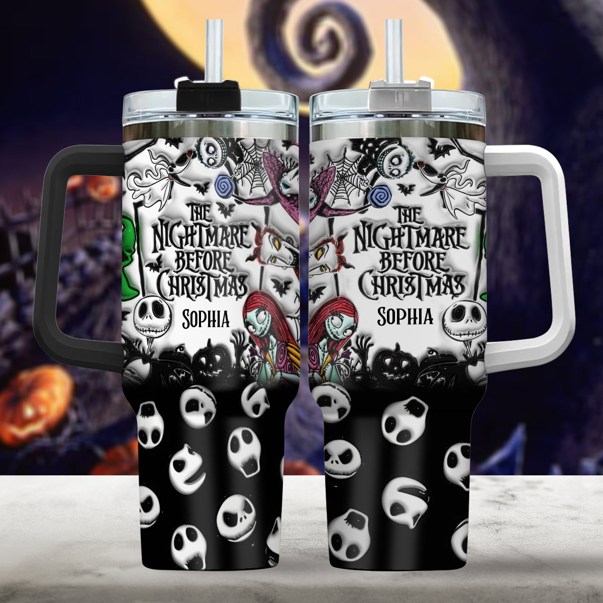 Personalized Nightmare Tumbler with Handle for Kids & Adults