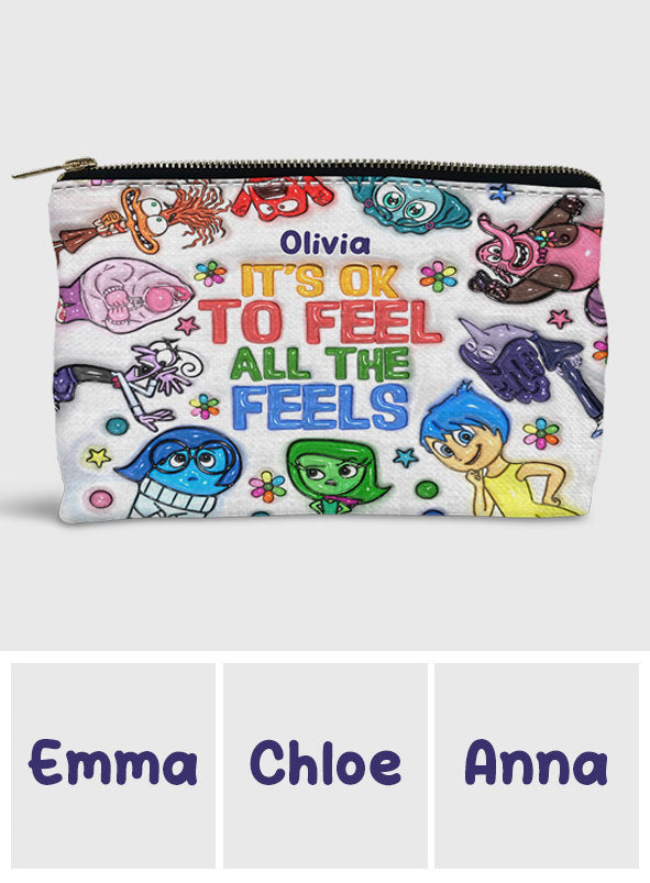 Personalized It's Ok To Feel All The Feels Pouch for Kids Gift