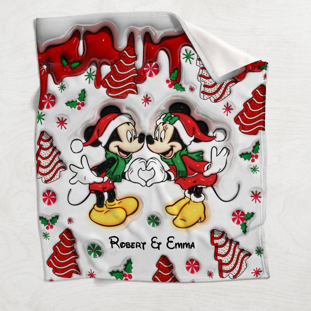 Personalized Christmas Mouse Blanket Gift for Family