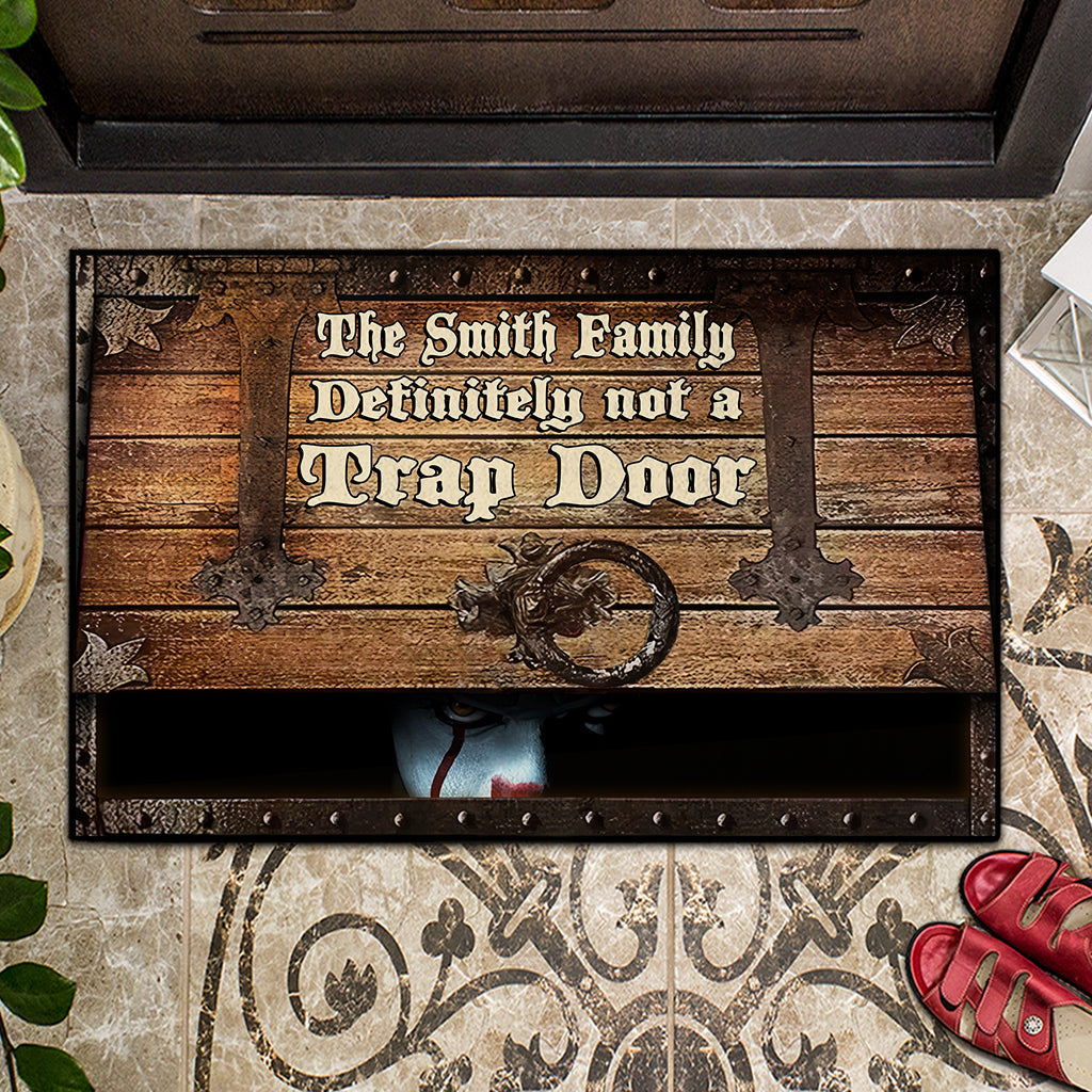 Personalized Family Doormat Funny Trap Door Design Custom Name
