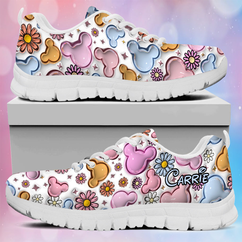 Personalized Floral Mouse Sneakers Custom Name Gift for Mom