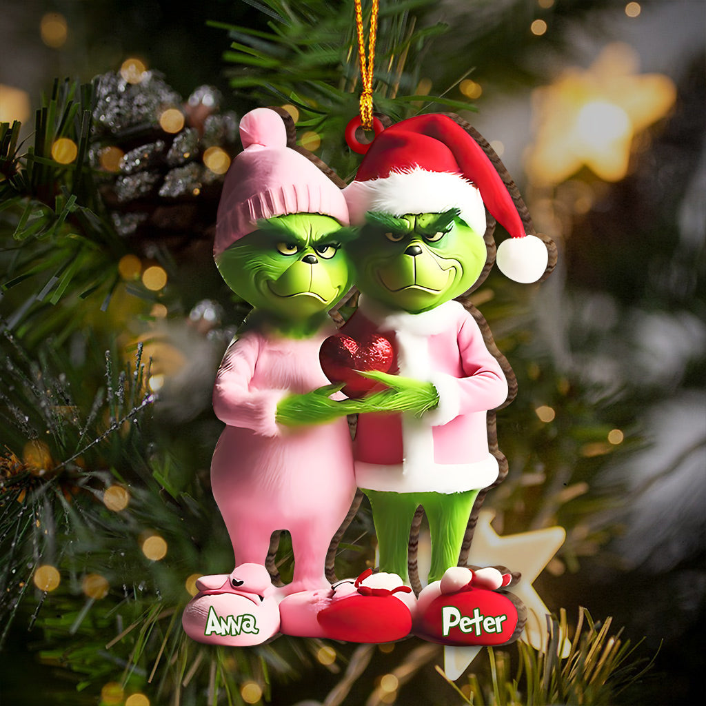 Personalized Grinchy Couple Christmas Ornament Gift