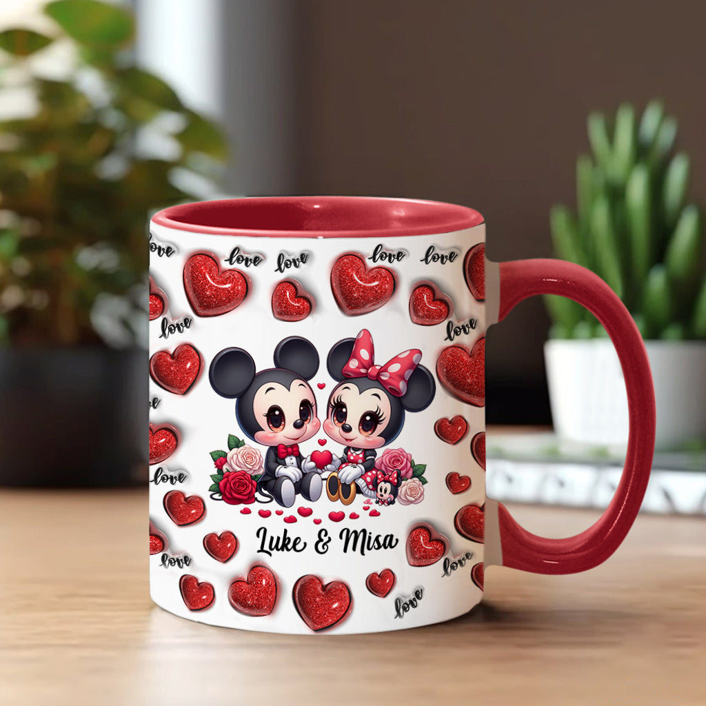 Personalized Couple Heart Mug with Custom Names for Anniversary Gift