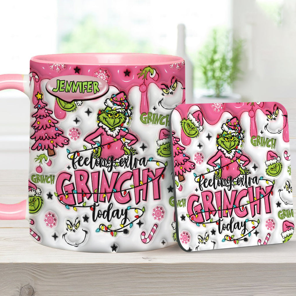 Personalized Grinch Accent Mug & Coaster Gift for Christmas
