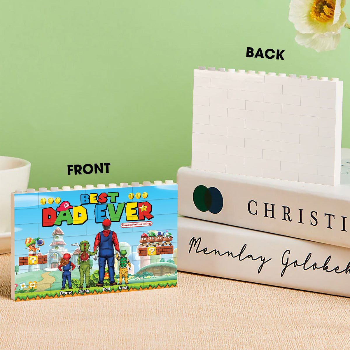 Personalized Best Dad Ever One-Sided Building Brick Block Gift