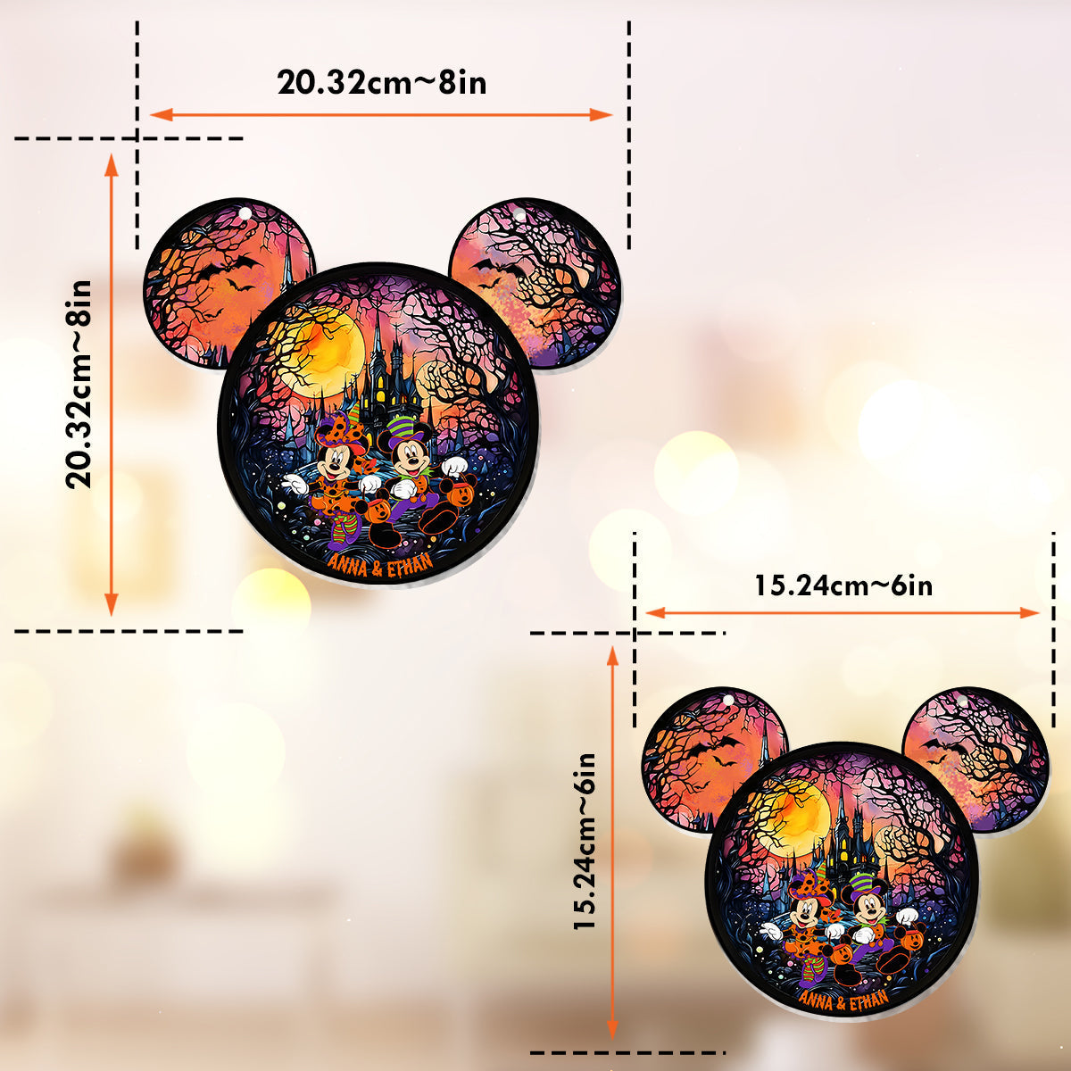 Personalized Halloween Mouse Couple Suncatcher Ornament Gift