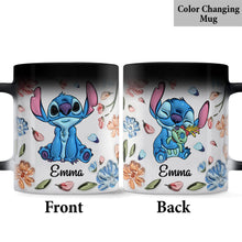 Load image into Gallery viewer, Personalized Floral Mug with Stitch Design Gift for Mom
