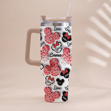 Load image into Gallery viewer, Personalized Mouse Heart Tumbler with Handle for Moms | Unique Christmas Gift
