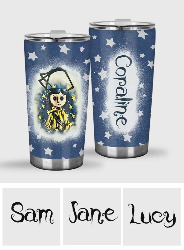 Personalized Coraline Tumbler Custom Name Drinkware Gift