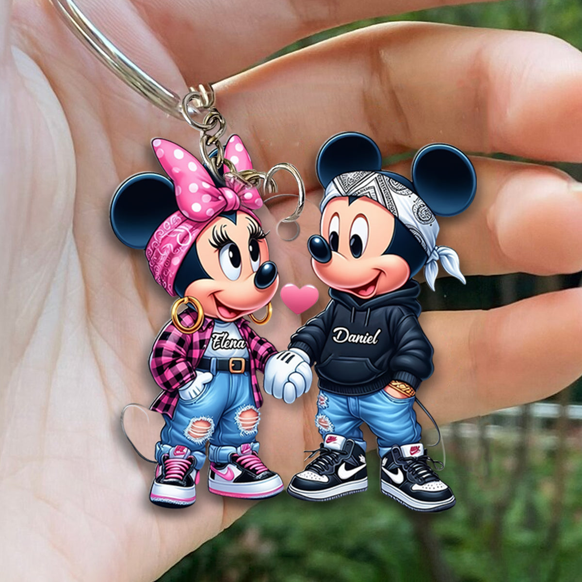 Personalized Mouse Couple Keychain Custom Name Gift for Valentine’s Day