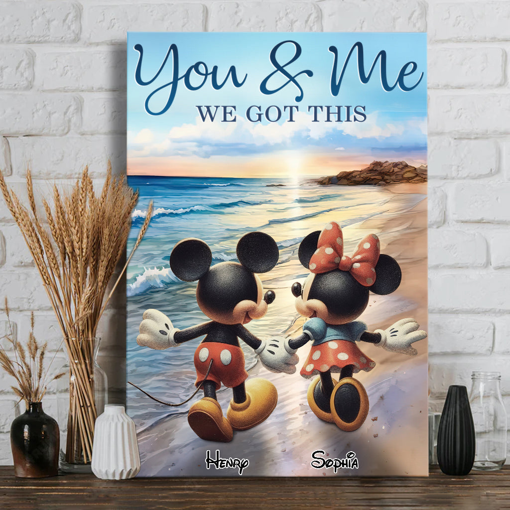 Personalized Mouse Ears Couple Retro Beach Canvas Art Gift
