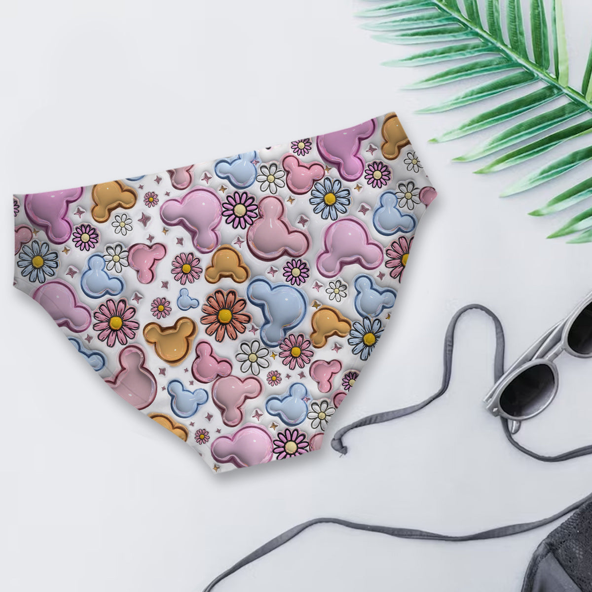 Personalized Cute Mouse Ears Floral Women's Briefs Unique Gift