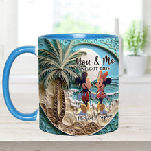 Load image into Gallery viewer, Personalized Couple Beach Scene Accent Mug Custom Names Gift
