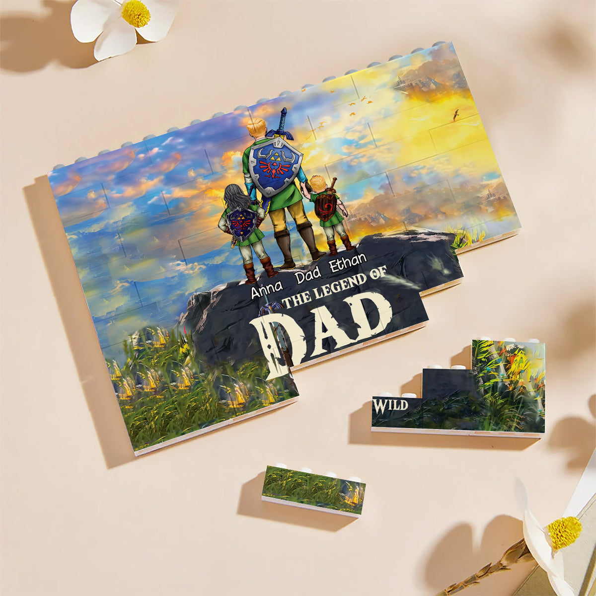 Personalized Building Brick Block Best Dad Ever Gift Idea