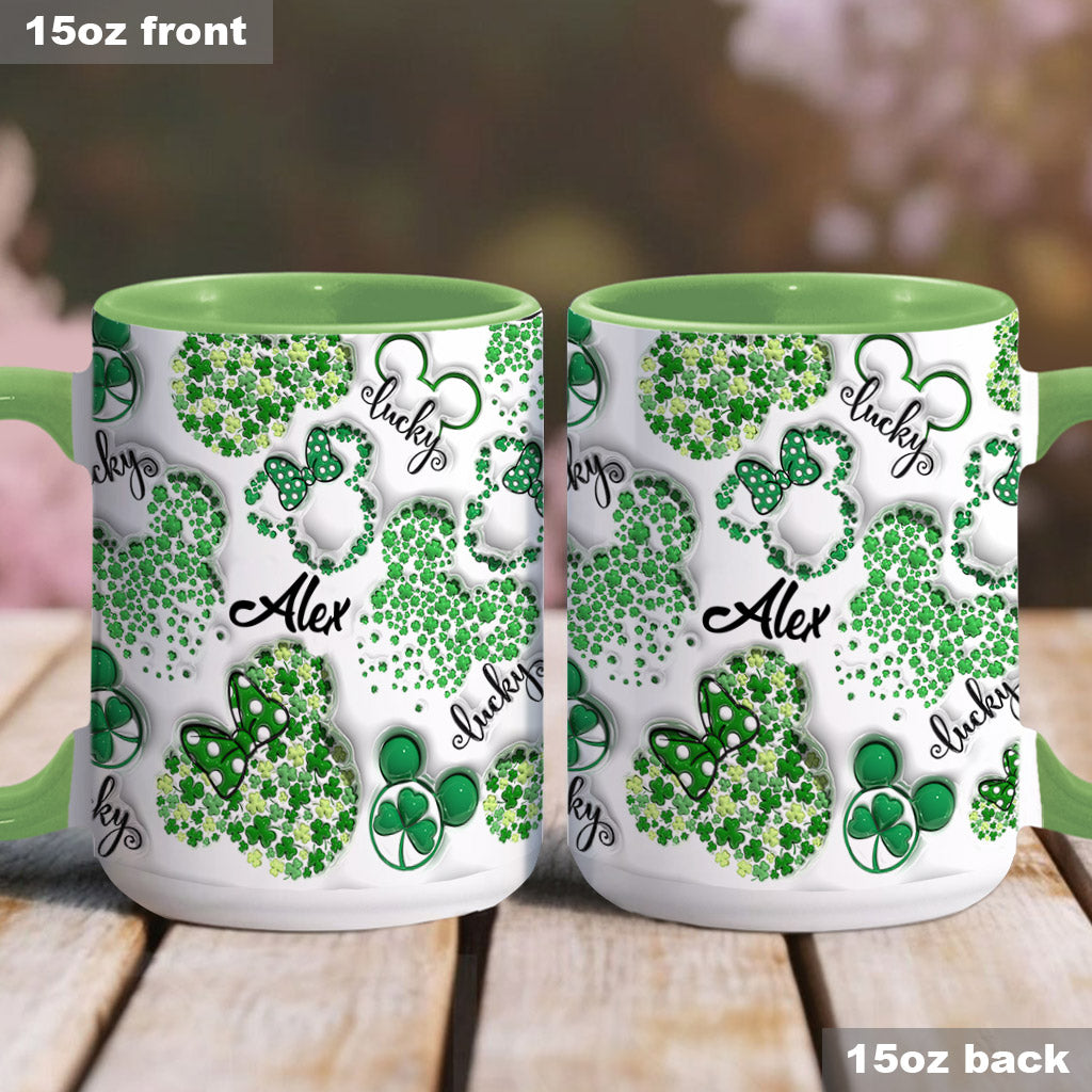 Personalized Shamrock Mouse Ears Accent Mug Gift for St. Patrick's Day