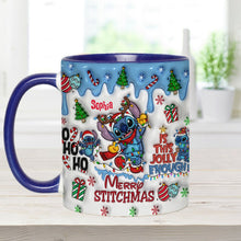 Load image into Gallery viewer, Personalized Merry Stitchmas Accent Mug Custom Name Gift
