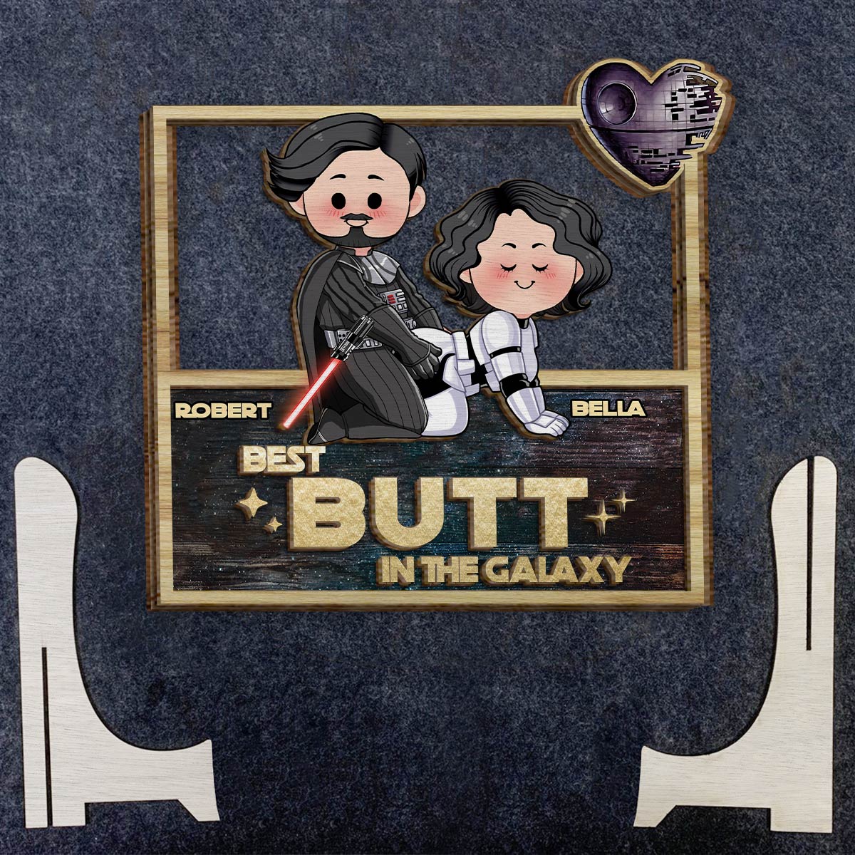 Personalized Star Wars 2 Layered Wood Sign Gift for Couples